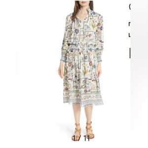 Tory Burch Multicolor Floral Long Sleeve Dress